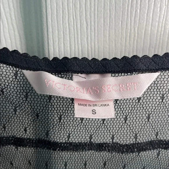 Victoria’s Secret Sheer Black Babydoll with Blue Lace Trim - Picture 7 of 8